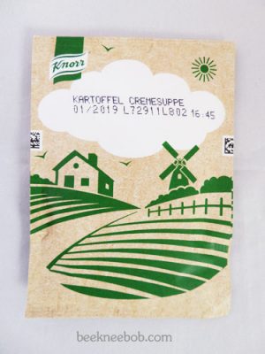 Dry packet of Knorr cream of potato soup, known as Kartoffel Creamsuppe from Germany