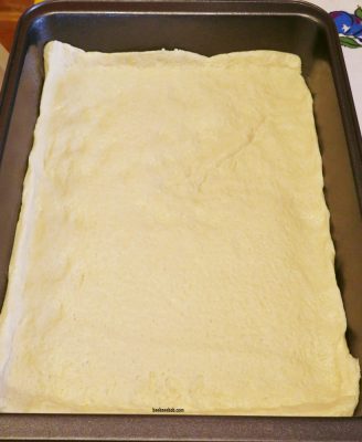 Refrigerated Pizza crust dough in cake pan