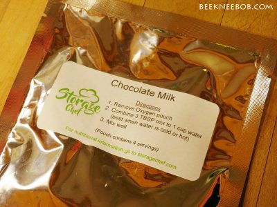 A metallic pouch containing chocolate milk powder by Storage Chef