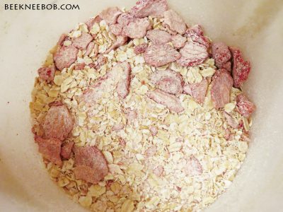 Dry contents of strawberry oatmeal