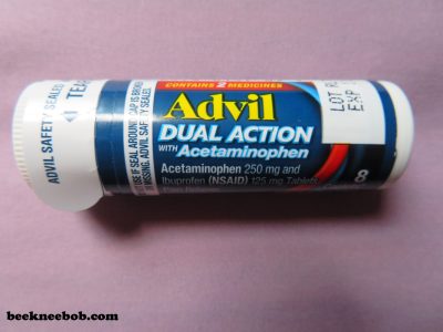 sample sized vial of Advil Dual Action medicine