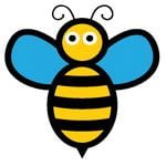 bee cartoon with blue wings