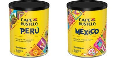 Cafe Bustelo Peru and Mexico Ground Coffee, dark roasts with cacao and nutty undertones